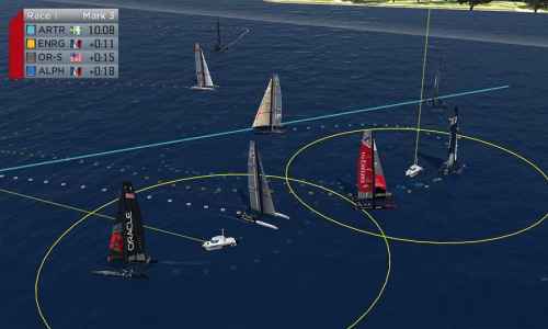 White leads black in this visualisation of a yacht race. Image from Visual Eye (http://virtualeye.tv/images/stories/sailing/large05.jpg)